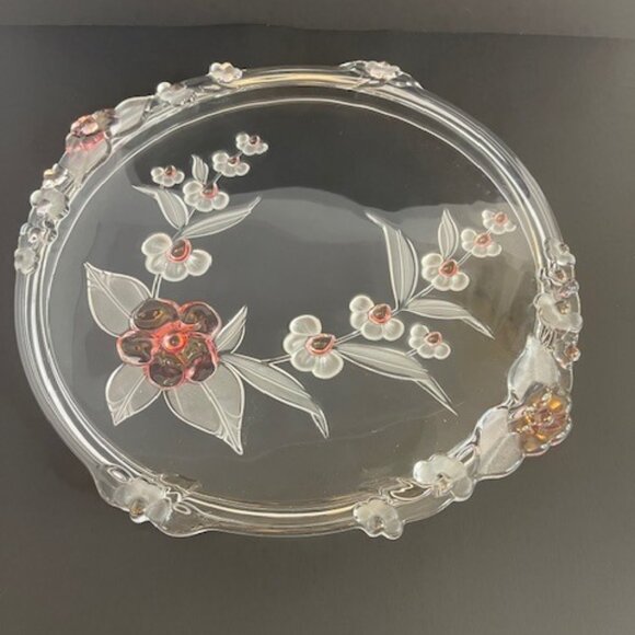 Cake Plate – Vintage Mikasa Toska Crystal Walther-Glass Cherry Blossom, 14.25" - Picture 1 of 3